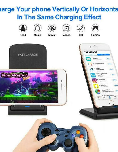 Load image into Gallery viewer, Qi Wireless Fast Charger Charging Pad Stand Dock For Samsung Galaxy iPhone Phone
