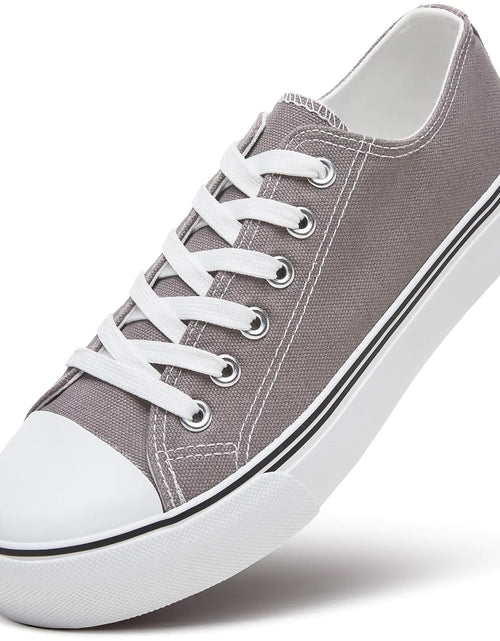 Load image into Gallery viewer, ZGR Womens Low Top Canvas Shoes,Lace up Canvas Sneakers,Casual White Tennis Walking Shoes 9.5 Grey
