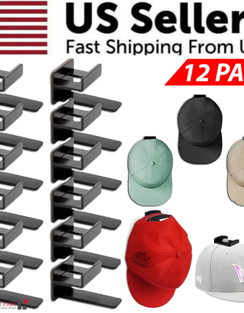 Load image into Gallery viewer, Baseball Cap Hat Rack Wall Door Hanger Holder Storage Organize 12 Hooks Adhesive
