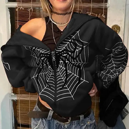 Load image into Gallery viewer, Streetwear Hoodie Spider Web
