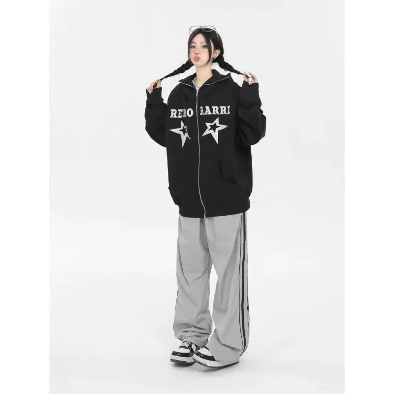 "Y2K Zip-Up Sweatshirt Women's Hoodie Streetwear