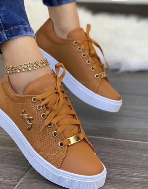 Load image into Gallery viewer, Women Flat Sneakers Breathable Lace-up Shoes For Girls
