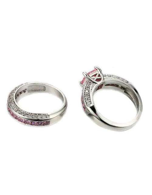 Load image into Gallery viewer, Jubilee Set of 2 Stacking Rings In Pure Crystal Love On Platinum Plating
