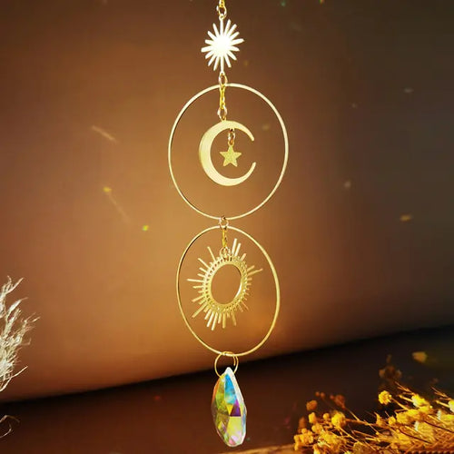 Load image into Gallery viewer, Suncatcher Crystal Sun and Moon Crystals Prism
