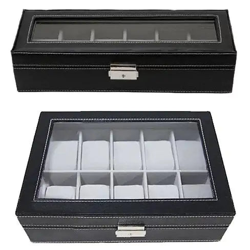 Load image into Gallery viewer, WATCH VALET Glass Top Watch Boxes For Collection Of 6 or 10 Watches
