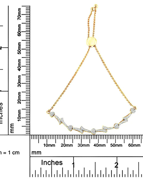 Load image into Gallery viewer, .925 Sterling Silver Diamond Accent Heart and Wave Link Bolo Bracelet (I-J Color, I2-I3 Clarity) - 6&quot; to 9&quot; Adjustable
