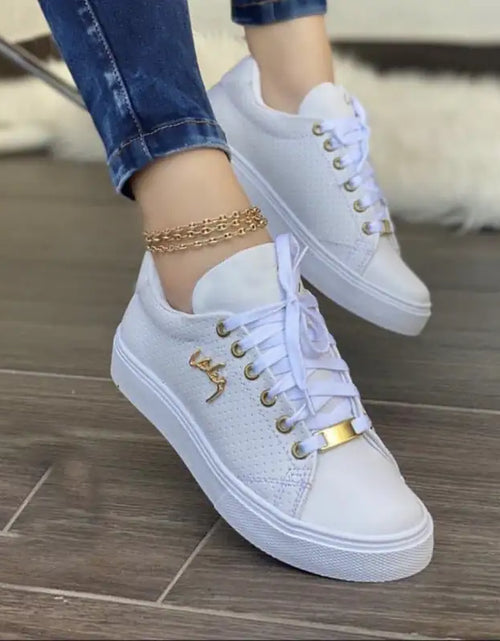 Load image into Gallery viewer, Women Flat Sneakers Breathable Lace-up Shoes For Girls
