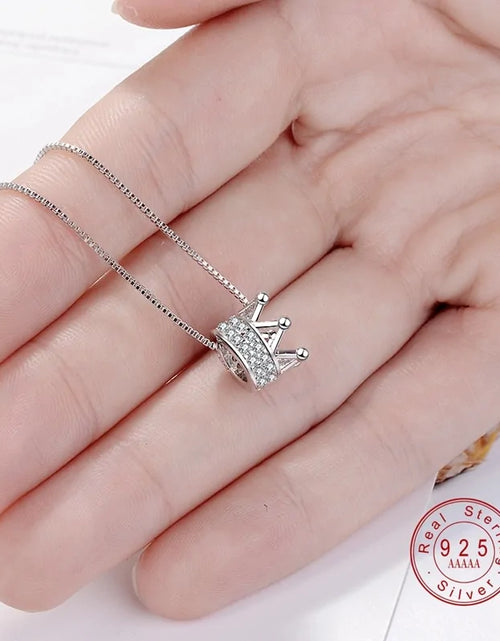 Load image into Gallery viewer, Princess Crown CZ Pendant Necklace: Unique Fine Jewelry for Women
