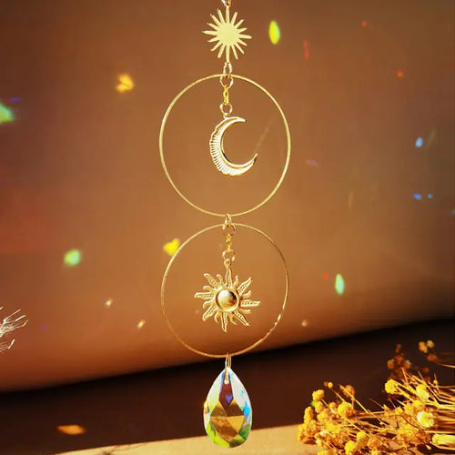 Load image into Gallery viewer, Suncatcher Crystal Sun and Moon Crystals Prism
