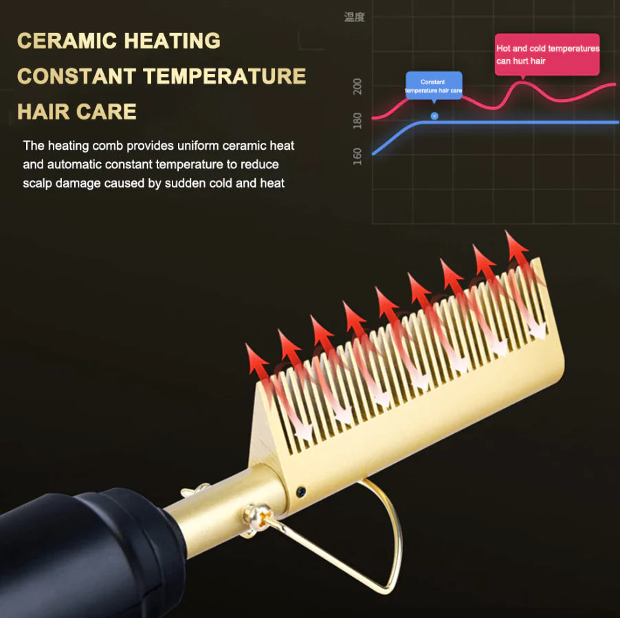 Hair Straightener Comb Pro Electric Beard Straightening Comb Heat Hot Comb Press