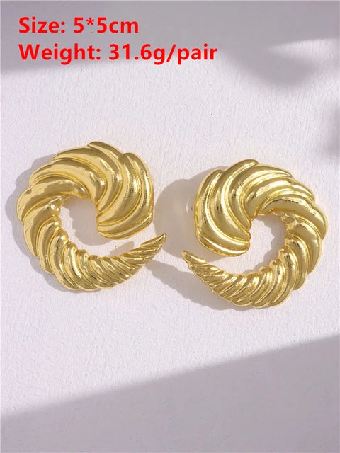 Metal Square Striped Wave Jewelry