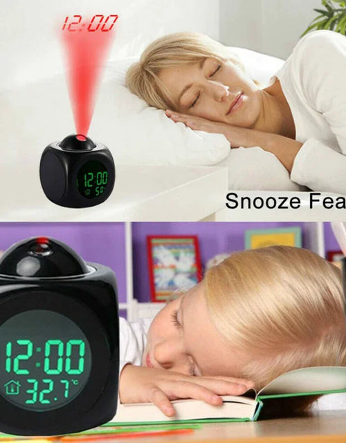 Load image into Gallery viewer, LED Projection Alarm Clock Digital LCD Display Voice Talking Weather Snooze USB
