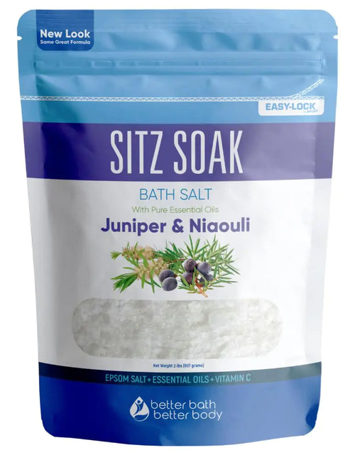 Load image into Gallery viewer, Sitz Bath Soak 2-Lbs Sitz Salt Epsom Salt Hemorrhoid Soothing with Pure Essential Oils in BPA Free Pouch with Press-Lock Seal Made in USA 2 Pound (Pack of 1)
