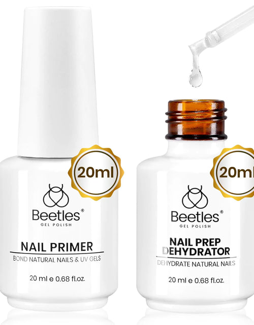 Load image into Gallery viewer, Beetles 20ml Nail Dehydrator and Primer, Large Capacity Acid Free Natural Nail Prep Dehydrate and Primer, Acrylic Nail Dehydrator and Primer for UV Gels Superior Nail Bond Professional Salons Set 0-0-20ml Nail Dehydrator and Primer Kit
