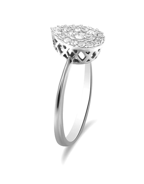 Load image into Gallery viewer, 10K White Gold 3/8 Cttw Round-Cut Lab Grown Diamond Cluster Pear Promise Ring (G-H Color, VS2-SI1 Clarity)
