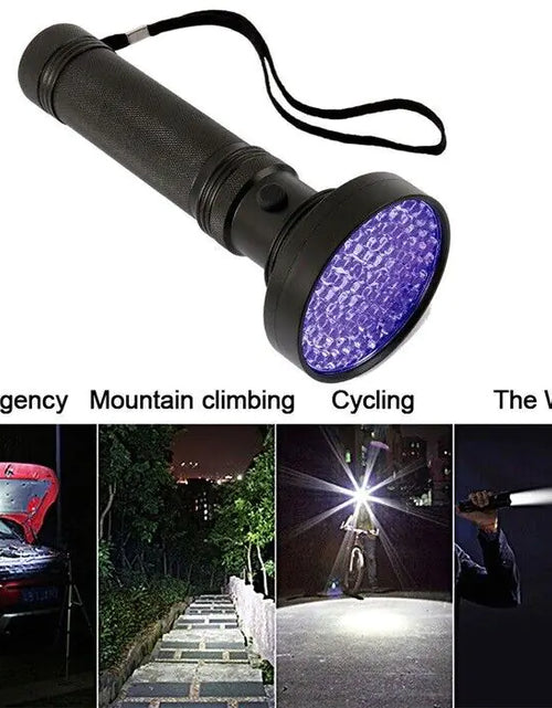 Load image into Gallery viewer, UV Ultraviolet Light 100 LED Flashlight BlackLight 395nM Inspection Lamp Torch
