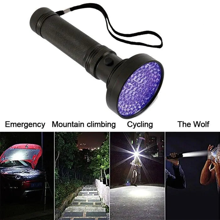 UV Ultraviolet Light 100 LED Flashlight BlackLight 395nM Inspection Lamp Torch