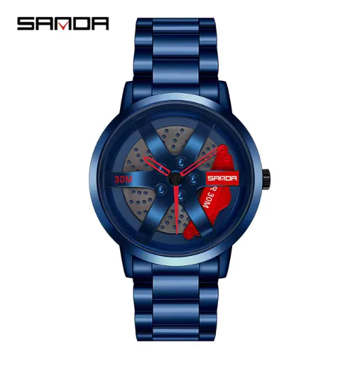 Load image into Gallery viewer, Men&#39;s 3D Car Wheel Sports Watch - Waterproof Quartz
