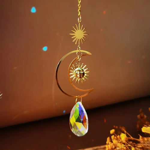 Load image into Gallery viewer, Suncatcher Crystal Sun and Moon Crystals Prism
