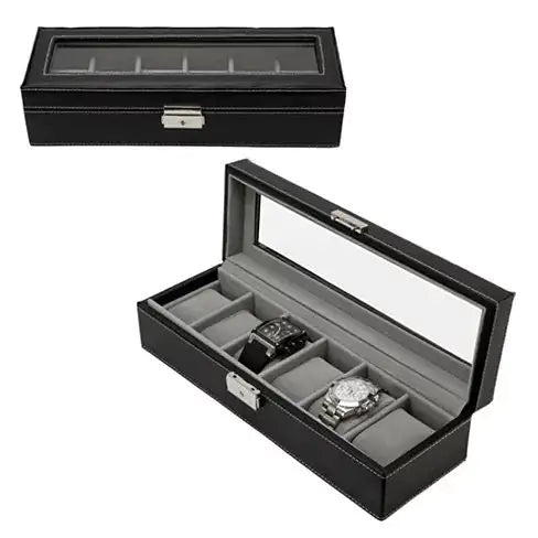 Load image into Gallery viewer, WATCH VALET Glass Top Watch Boxes For Collection Of 6 or 10 Watches
