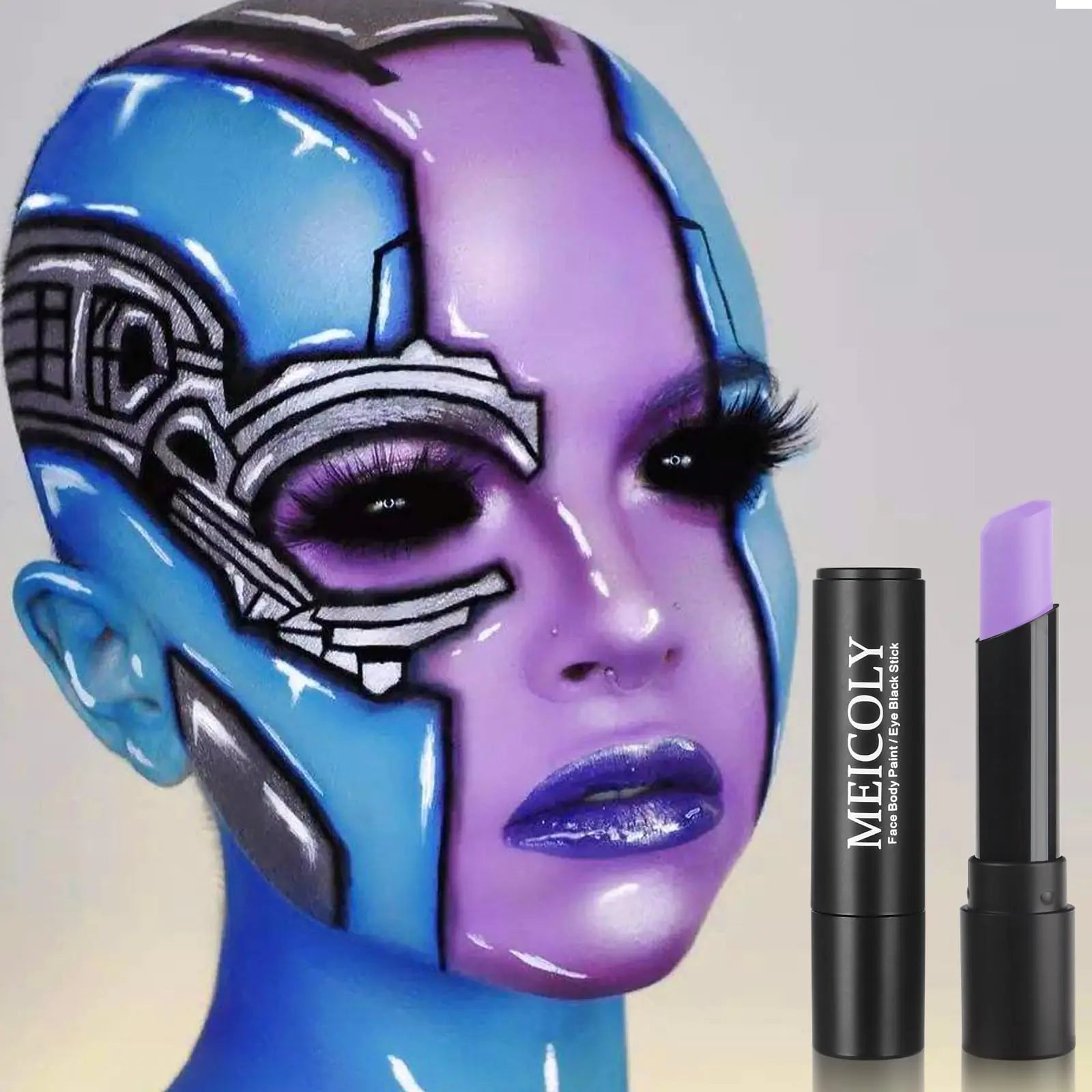 MEICOLY Light Purple Face Paint Stick,Cream Lavender Body Paint Stick,Sweatproof Pale Purple Eye Black for Sports Football/Baseball/Softball,Violet Lilac Face Paint for Halloween SFX Ursula Cosplay light purple eye black