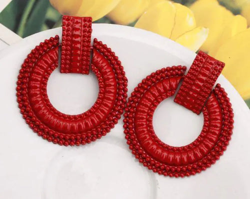 Load image into Gallery viewer, Petra -Red Earrings
