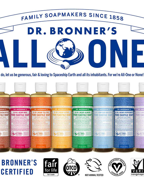 Load image into Gallery viewer, Dr. Bronner&#39;s - Pure-Castile Liquid Soap (Peppermint, 8 ounce) - Made with Organic Oils, 18-in-1 Uses: Face, Body, Hair, Laundry, Pets and Dishes, Concentrated, Vegan, Non-GMO
