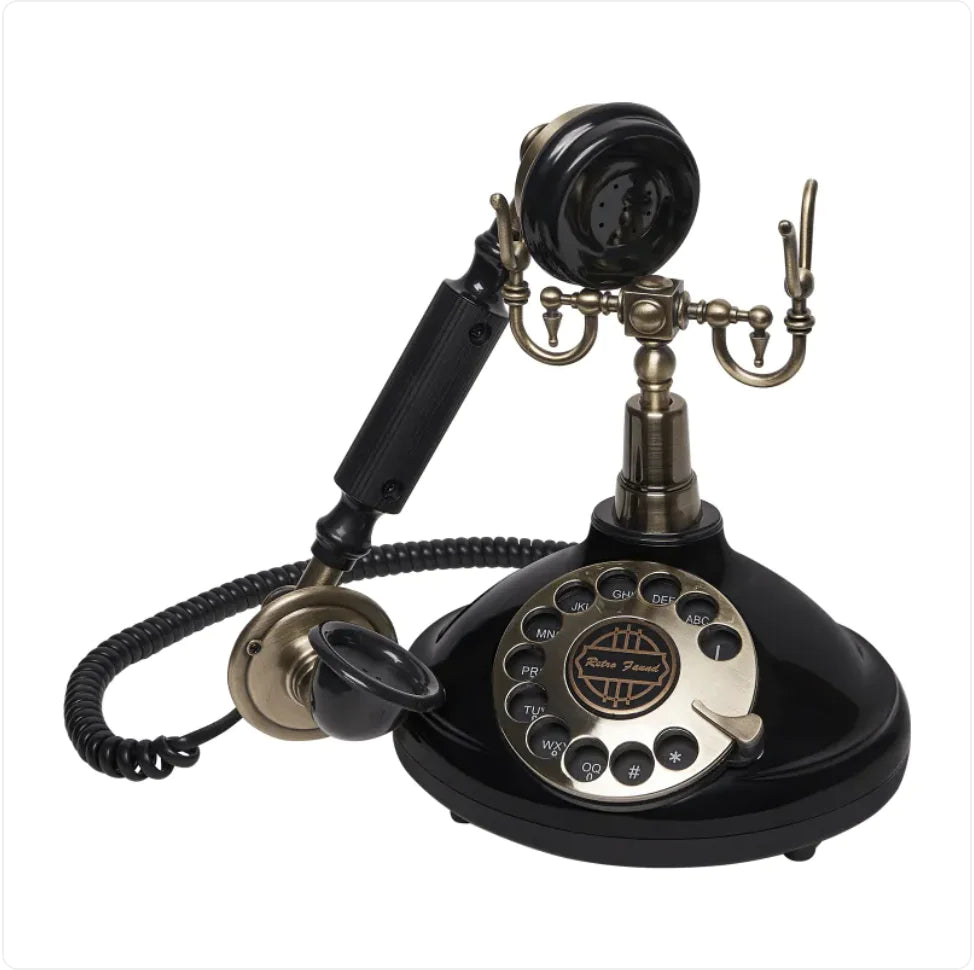 Retro Antique Telephone with Message Recording and Rotating Design