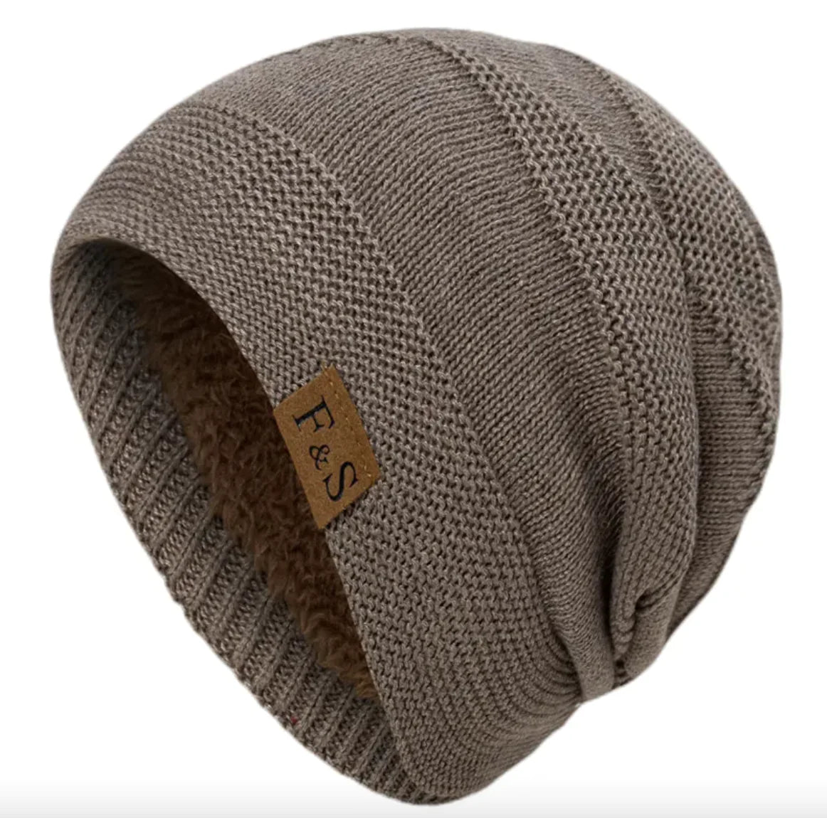 Fleece-Lined Wool Knit Winter Hat