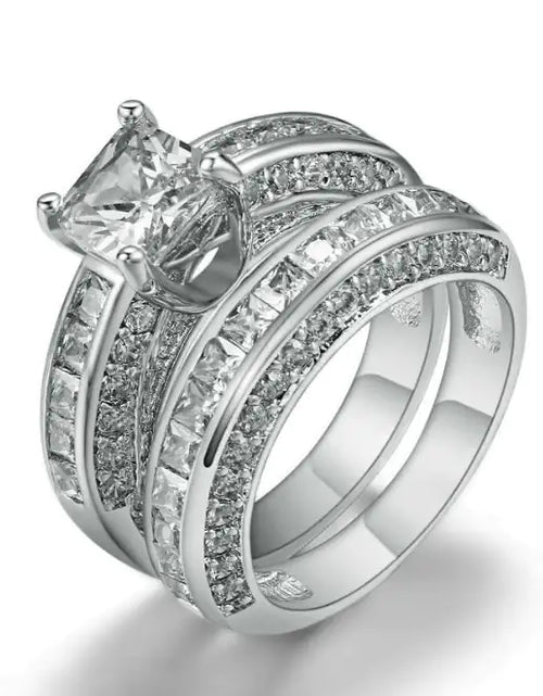 Load image into Gallery viewer, Jubilee Set of 2 Stacking Rings In Pure Crystal Love On Platinum Plating
