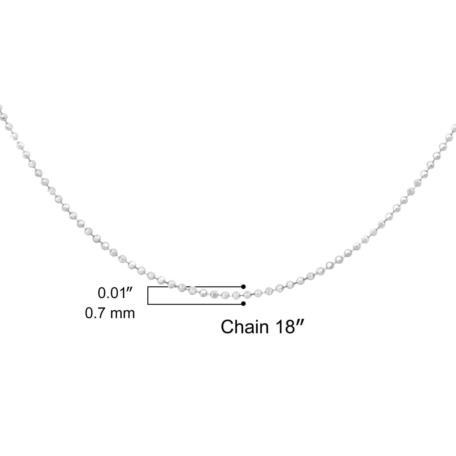 .925 Sterling Silver 0.7mm Slim and Dainty Unisex 18" Inch Ball Bead Chain Necklace