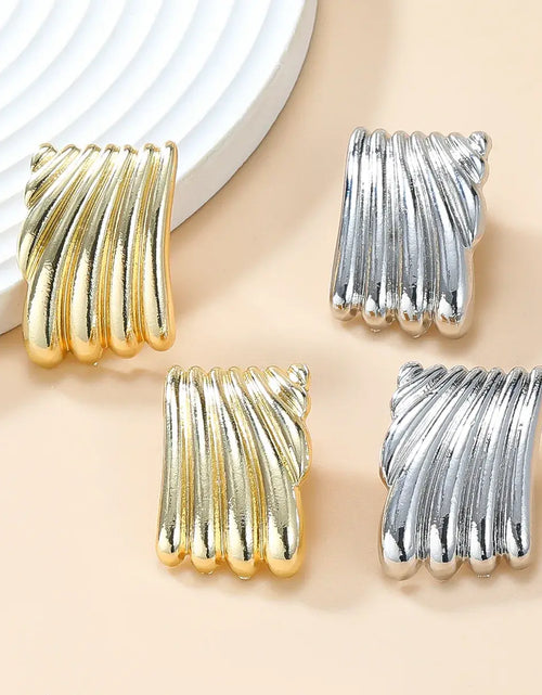 Load image into Gallery viewer, Metal Square Striped Wave Jewelry
