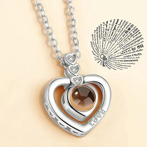 Load image into Gallery viewer, Projection Necklace 100 Languages I Love You Pendant Jewelry
