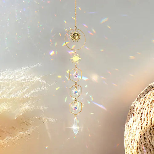 Load image into Gallery viewer, Suncatcher Crystal Sun and Moon Crystals Prism
