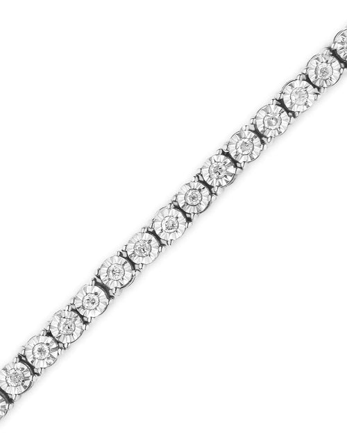 Load image into Gallery viewer, .925 Sterling Silver 1.0 Cttw Diamond Illusion-Set Miracle Plate Tennis Bracelet (I-J Color, I3 Clarity) - 7&quot;
