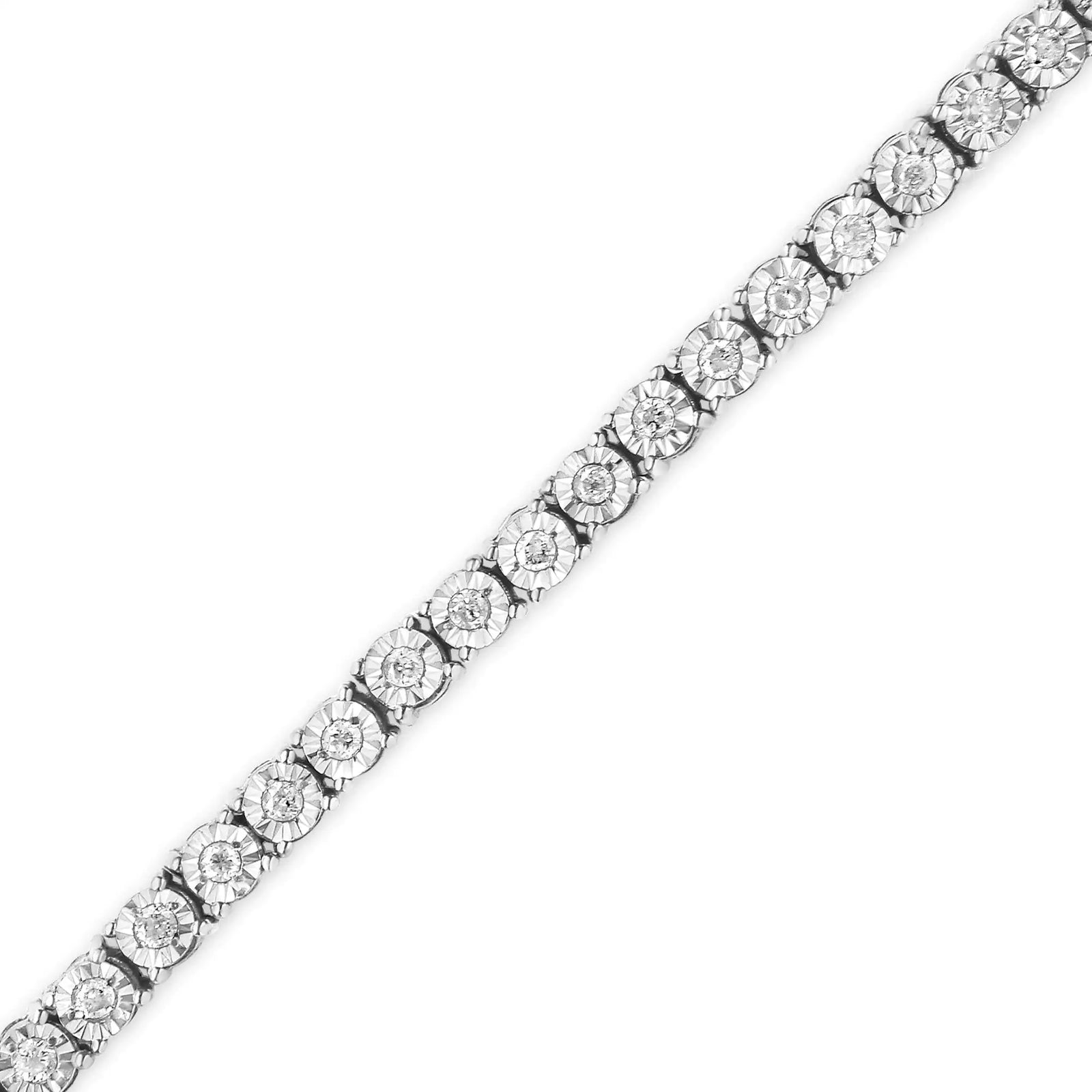 .925 Sterling Silver 1.0 Cttw Diamond Illusion-Set Miracle Plate Tennis Bracelet (I-J Color, I3 Clarity) - 7"