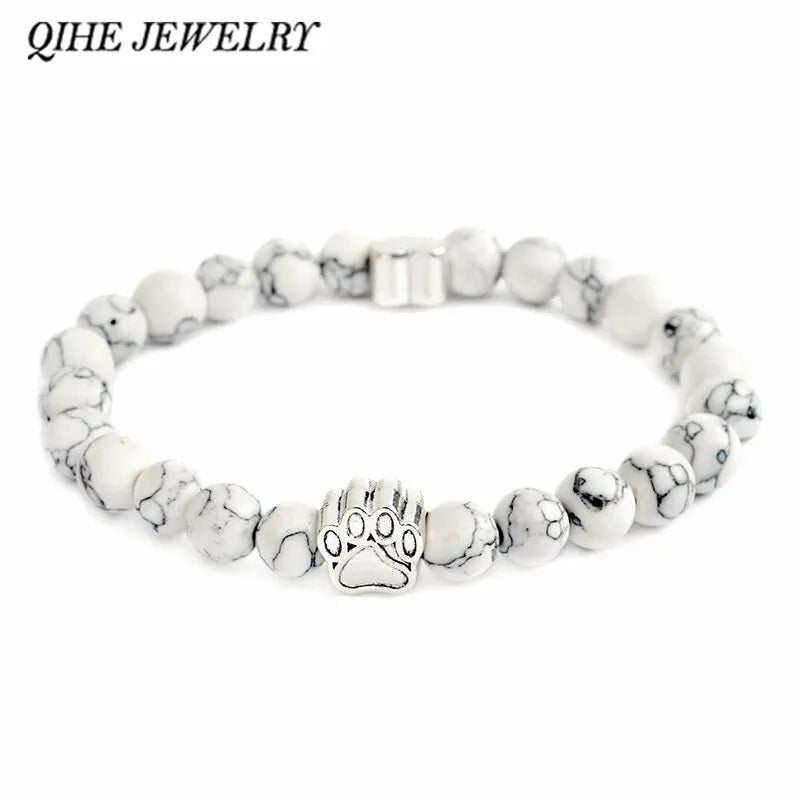 QIHE JEWELRY Tiny Antique Paw Charm Stone Bracelet