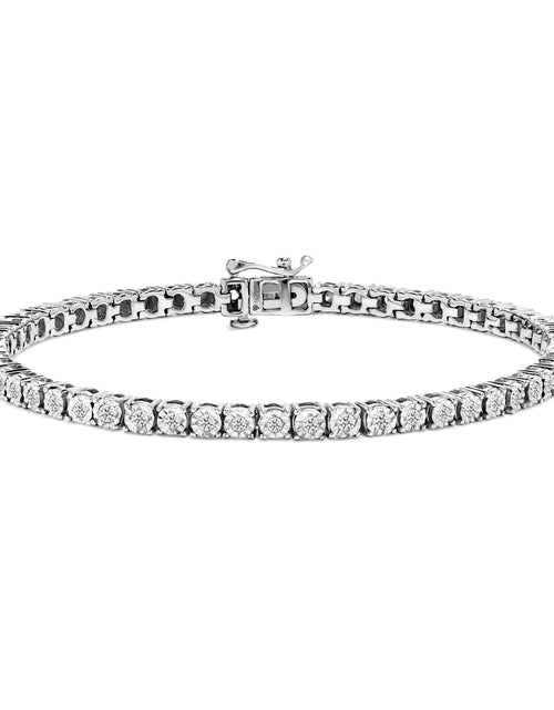 Load image into Gallery viewer, .925 Sterling Silver 1.0 Cttw Diamond Illusion-Set Miracle Plate Tennis Bracelet (I-J Color, I3 Clarity) - 7&quot;
