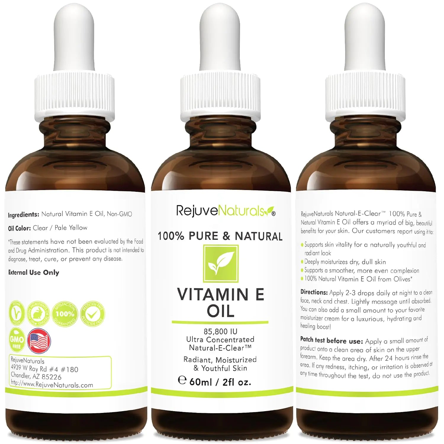 Vitamin E Oil - 100% Pure & Natural, 85,800 IU. Repair Dry, Damaged Skin from Surgery & Acne, Age Spots & Wrinkles. Boost Collagen for Moisturized, Youthful-looking Skin. d-alpha tocopherol, 2 Fl Oz 2 Fl Oz (Pack of 1)