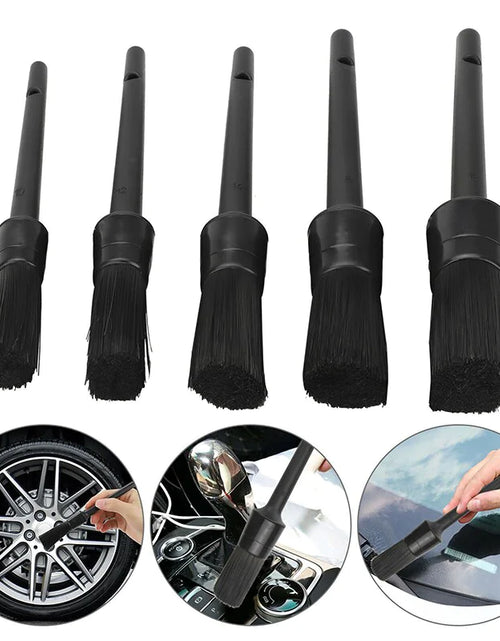 Load image into Gallery viewer, 5PC Car Detailing Brush Kit Boar Hair Vehicle Auto Interior For Wheel Clean Sets
