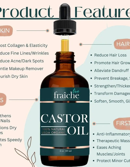 Load image into Gallery viewer, Organic Castor Oil for Face (2oz) + FREE Filled Mascara Tube USDA Cert, 100% Pure, Cold Pressed, Hexane Free by Live Fraiche. Hair Growth Oil for Eyelashes, Eyebrows, Lash Growth Serum. Brow Treatment 2 Fl Oz (Pack of 1)
