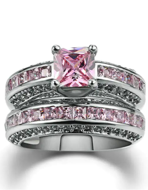 Load image into Gallery viewer, Jubilee Set of 2 Stacking Rings In Pure Crystal Love On Platinum Plating
