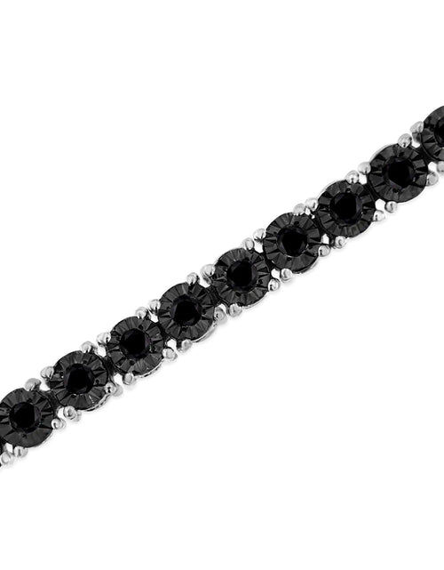 Load image into Gallery viewer, .925 Sterling Silver 1.0 Cttw Miracle-Set Treated Black Diamond Round Miracle Plate Tennis Bracelet (Black Color, I3 Clarity) - 7.25&quot;
