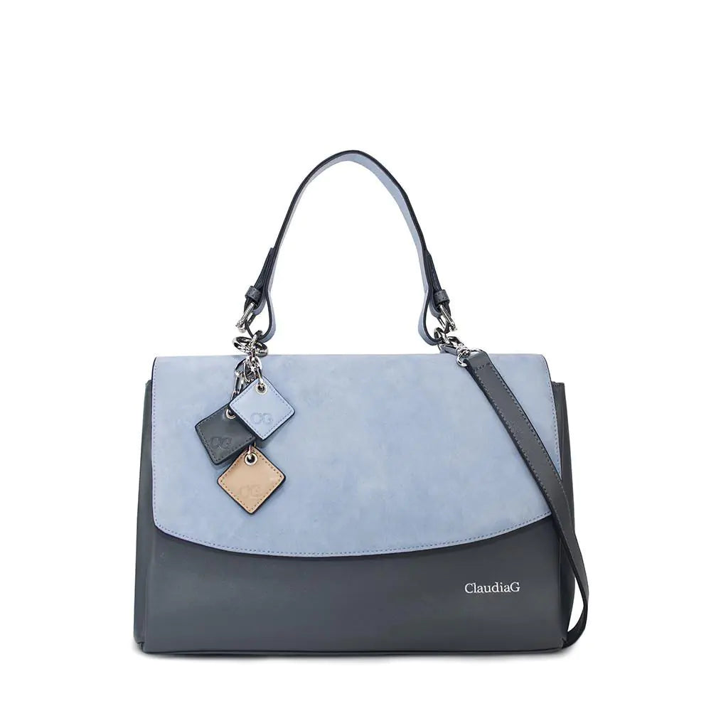 Simonetta Leather Handbag -Serenity / Charcoal