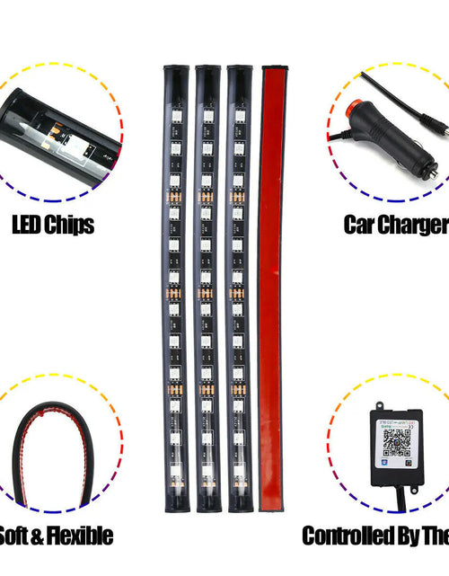 Load image into Gallery viewer, 4X 48LED RGB Car Interior Atmosphere Light Strip Bar Bluetooth APP Music Control
