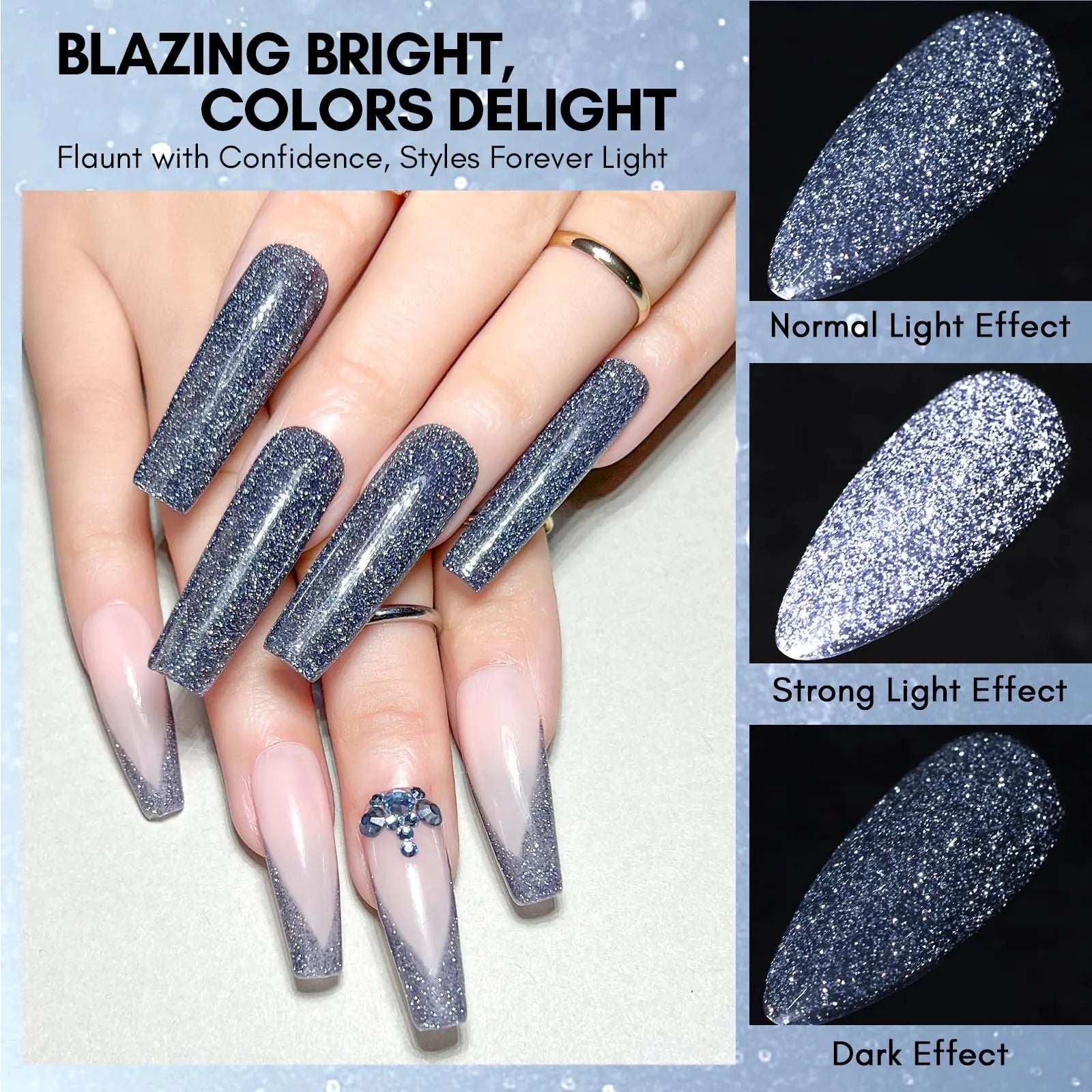 Makartt Reflective Gel Nail Polish HEART OF THE OCEAN Glitter Sparkling Disco Soak Off Diamond Gel Nail Art Christmas Gift DIY Manicure Salon at Home Glamour Shine Blue 15ML