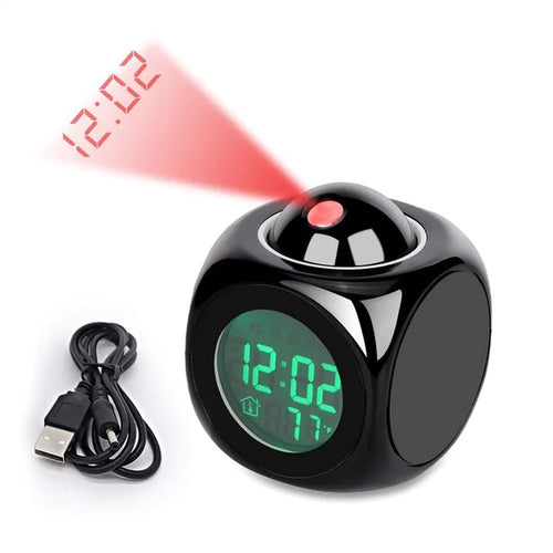 Load image into Gallery viewer, LED Projection Alarm Clock Digital LCD Display Voice Talking Weather Snooze USB
