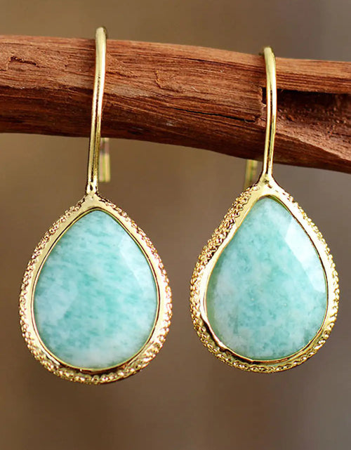 Load image into Gallery viewer, Handmade Natural Stone Teardrop Earrings
