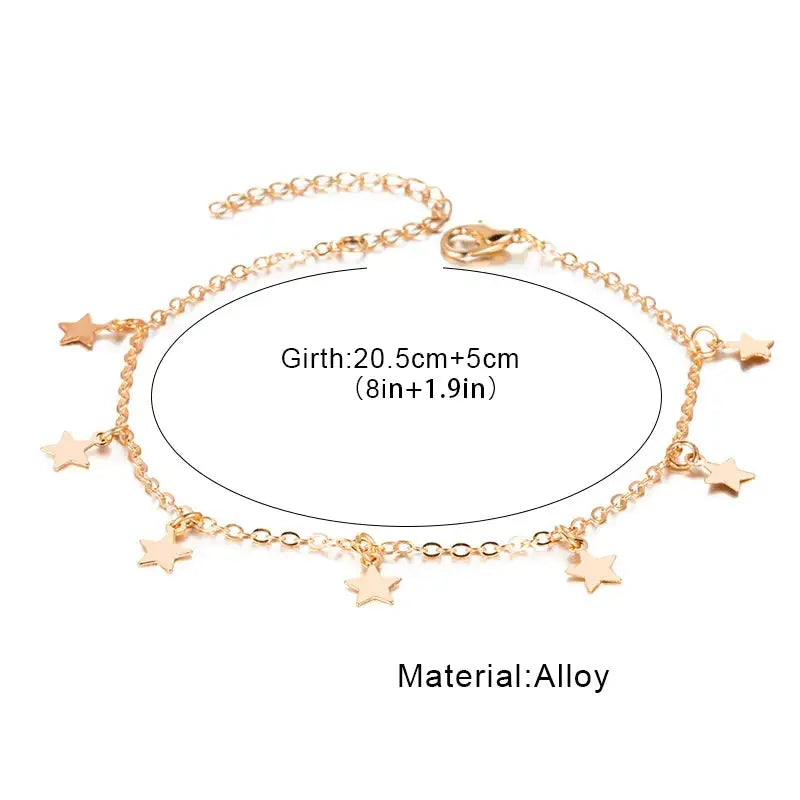 Gold Pentagram Anklet Jewelry