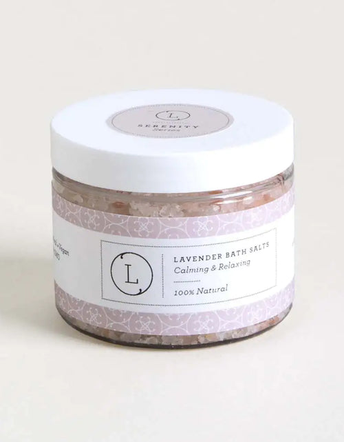 Load image into Gallery viewer, Lavender Natural Bath Salt Soak with CBD. Made with Dead sea, Epsom and Himalayan salts
